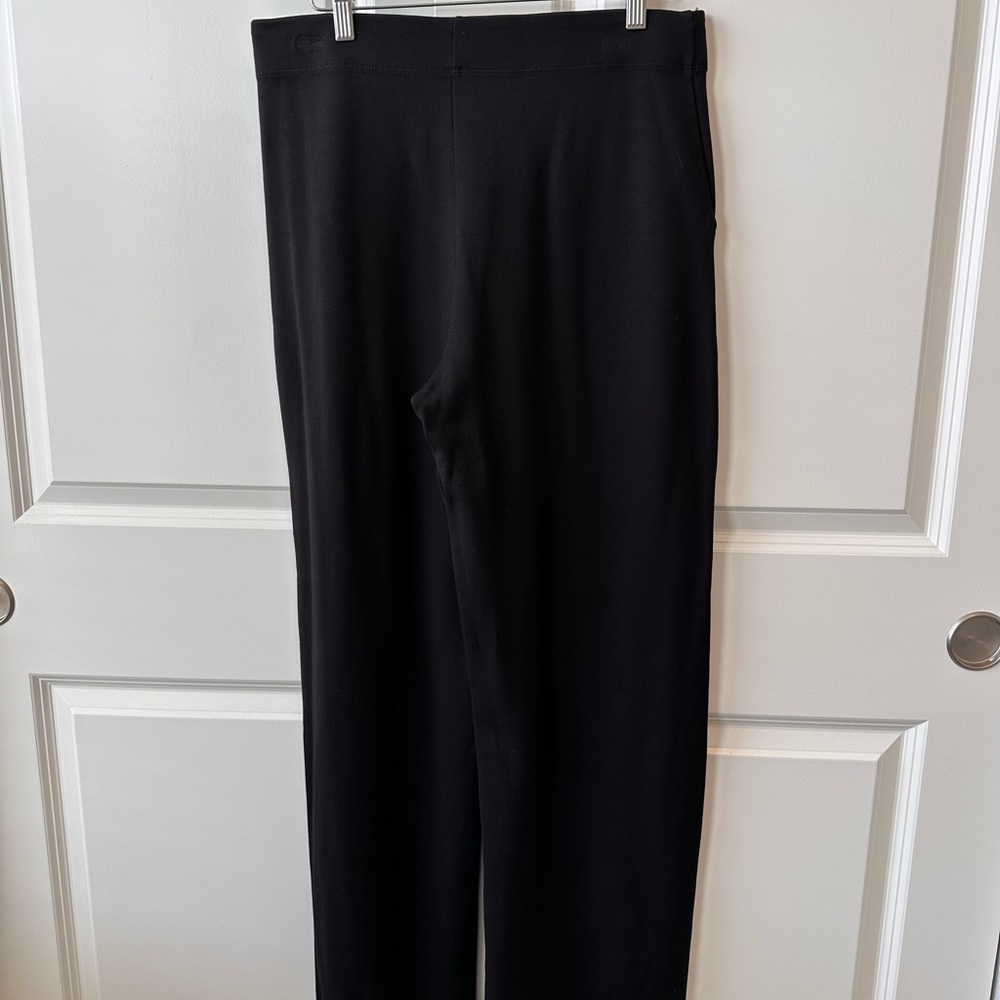 MAX STUDIO Women’s Sz. L Classic Black Pants Straight Wide Leg Pull On EUC